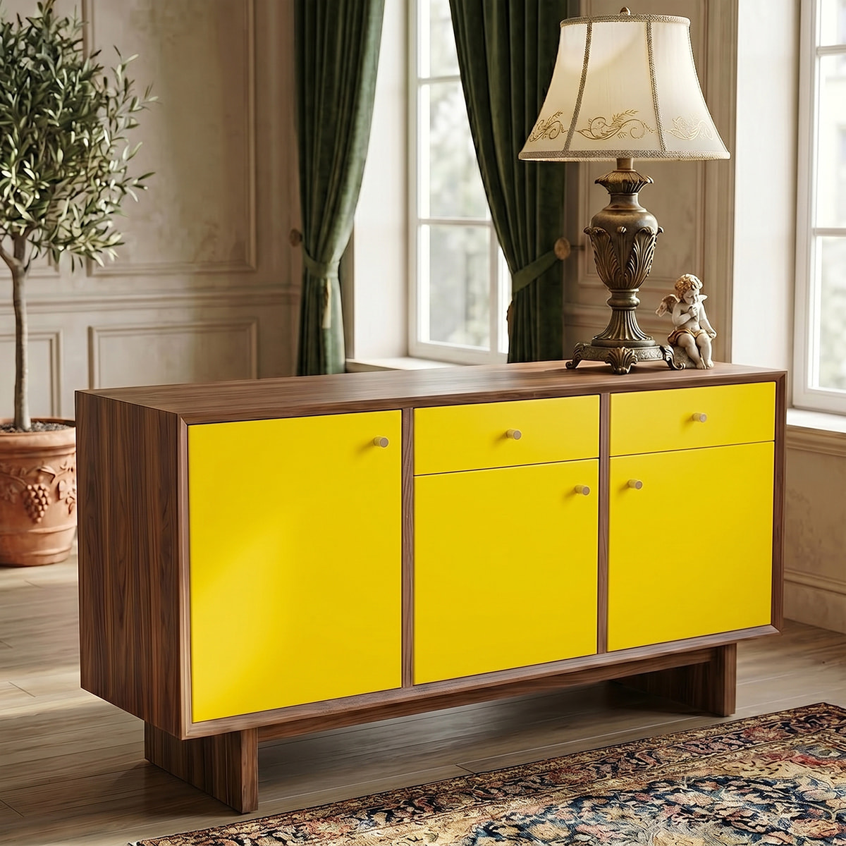 Rouleau adhésif décoratif Vinyle au Mètre - Jaune canari - Sticker Lavable Imperméable Mur Cuisine Meubles