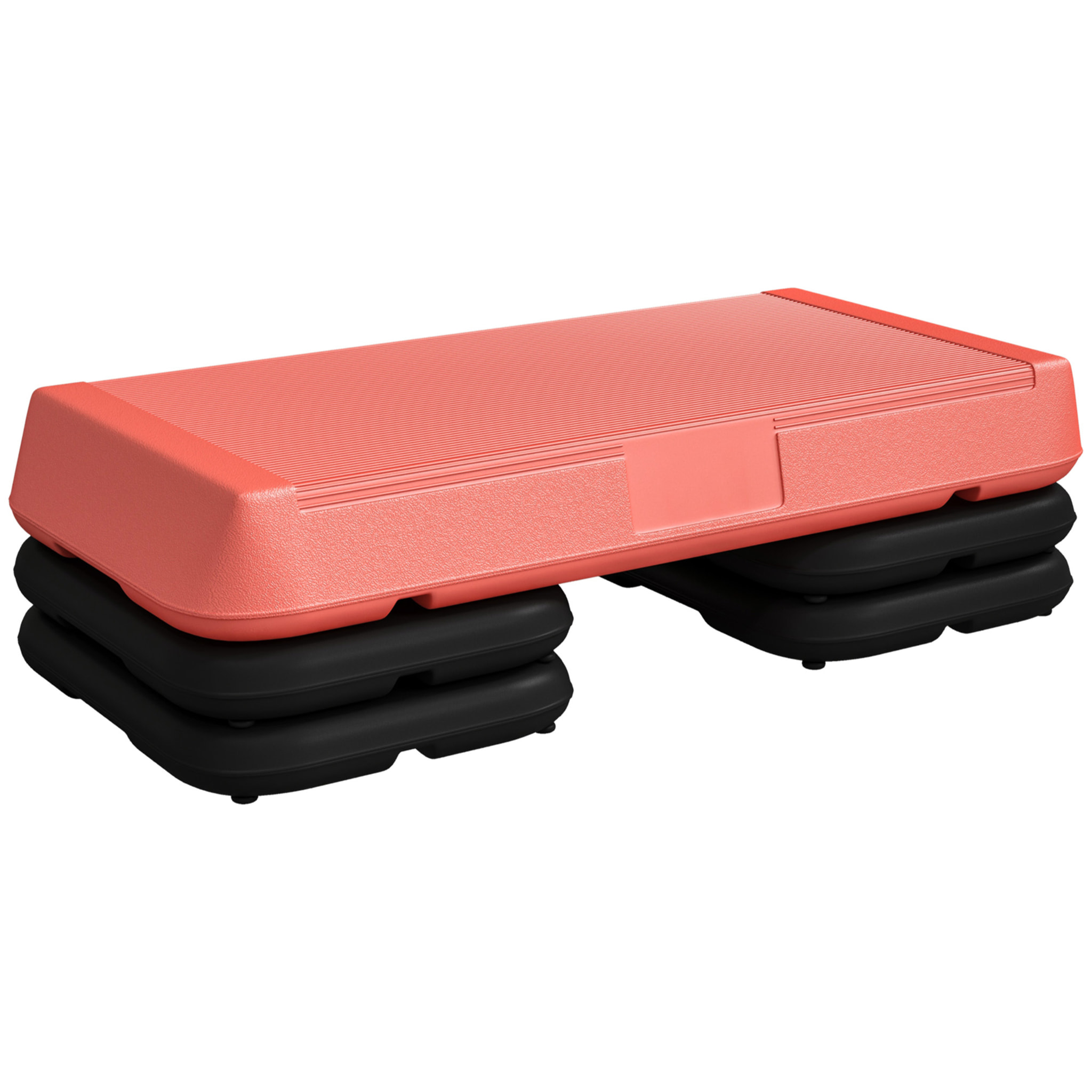 Stepper aérobic fitness hauteur réglable 3 niv. 10/15/20 cm surface antidérapante PE rouge