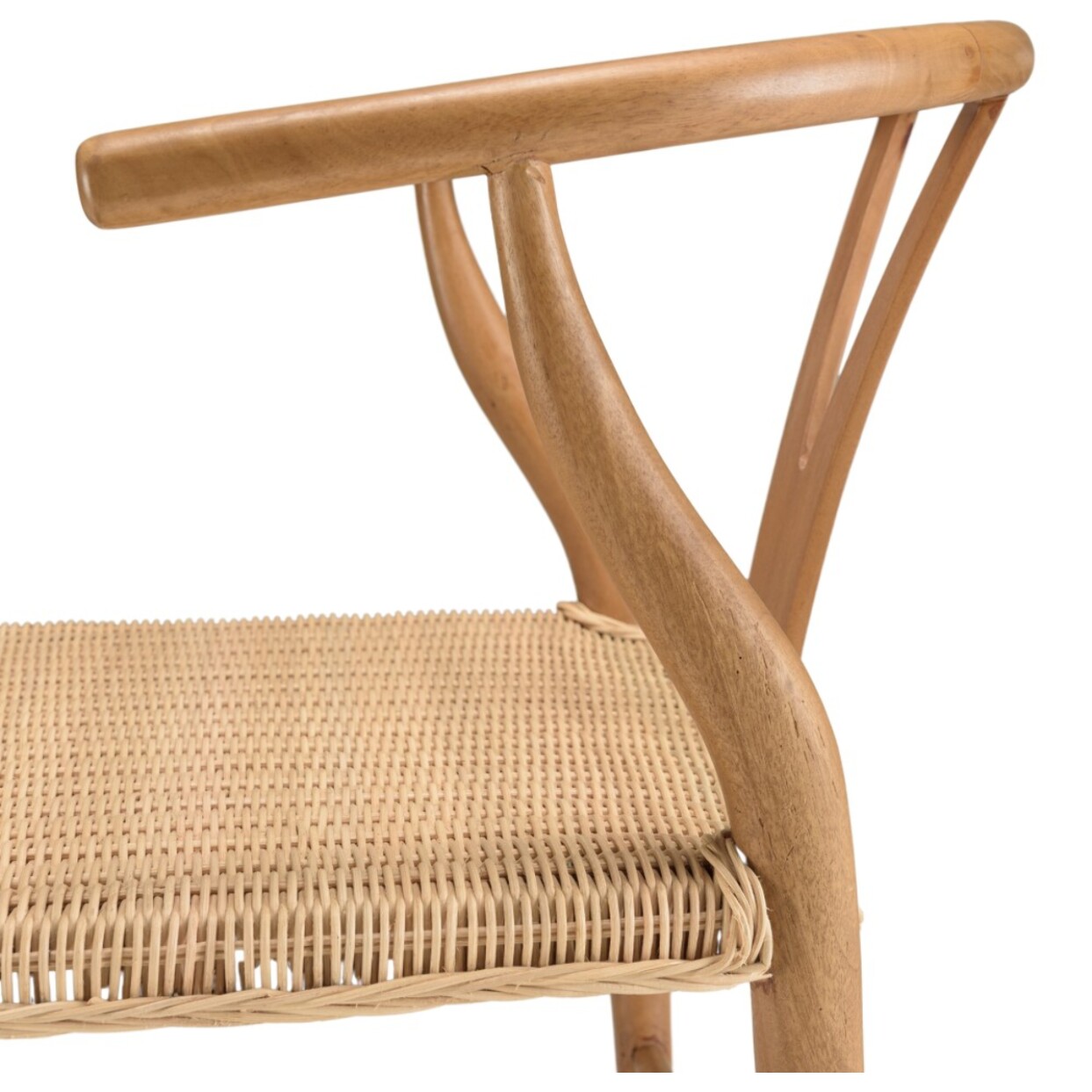 WILL - Chaise en bois de mahogany, dossier arrondi et assise en rotin