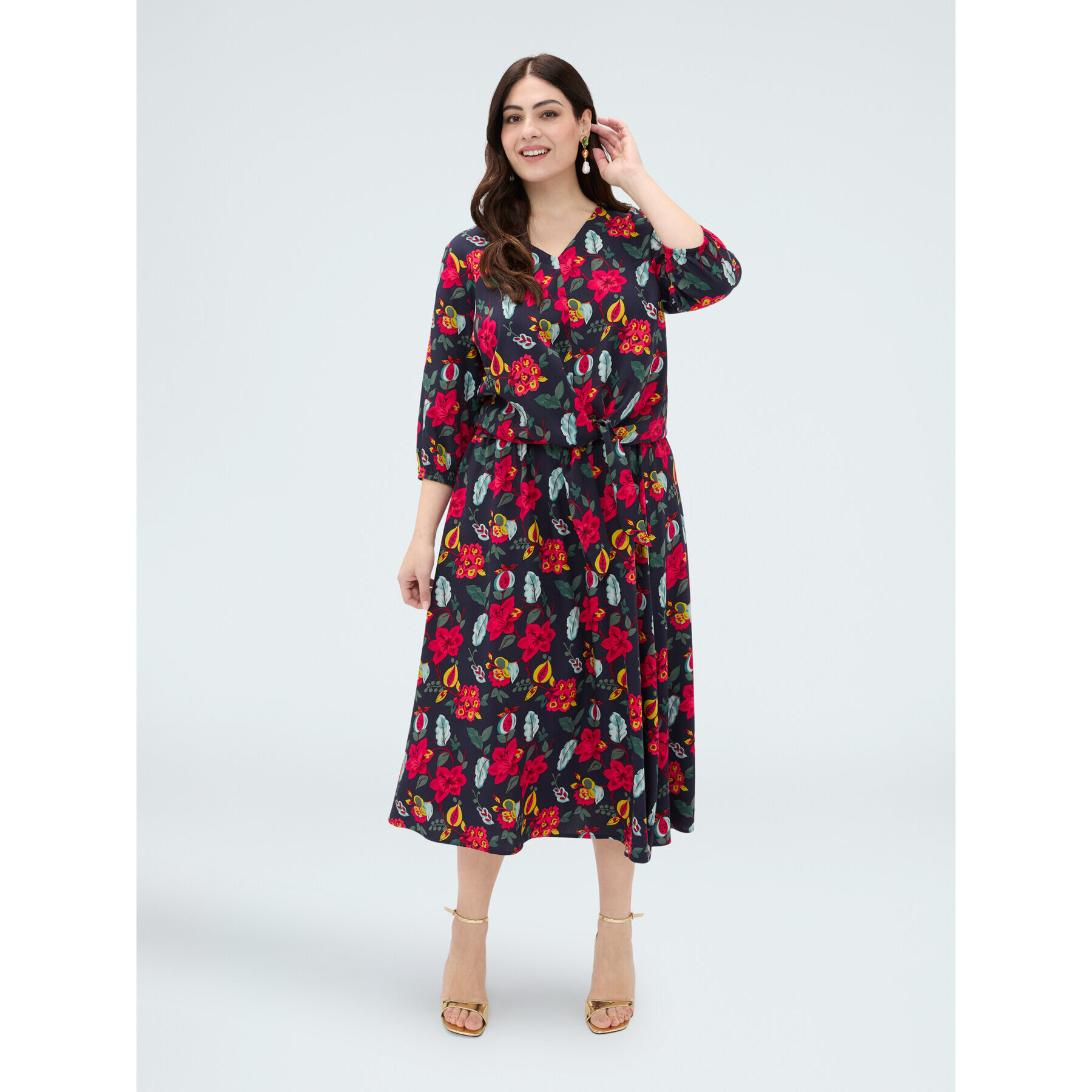 Fiorella Rubino - Falda larga con estampado floral - Azul
