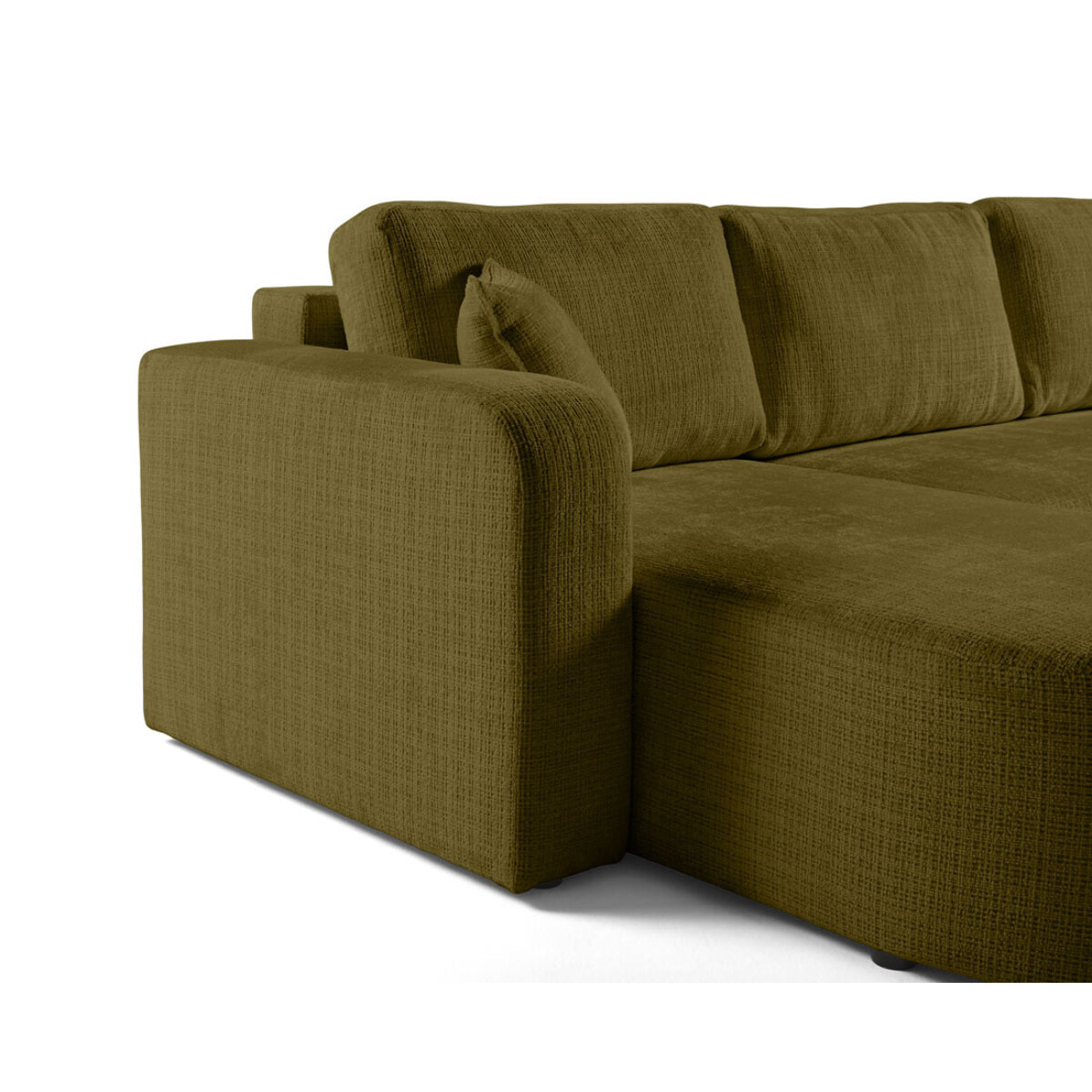 Miro - canapé panoramique en U 7 places - convertible avec coffre - en velours texturé - Vert Olive