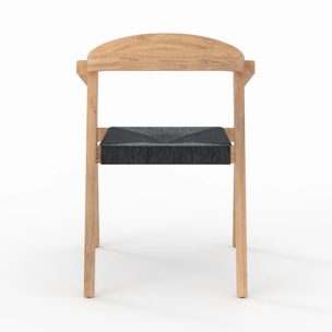 Chaise de jardin en bois de teck recyclé et rotin synthétique - Malio