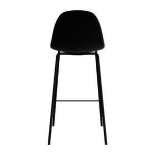 Lot de 2 chaises pour îlot central 65 cm en velours noir - Henrik