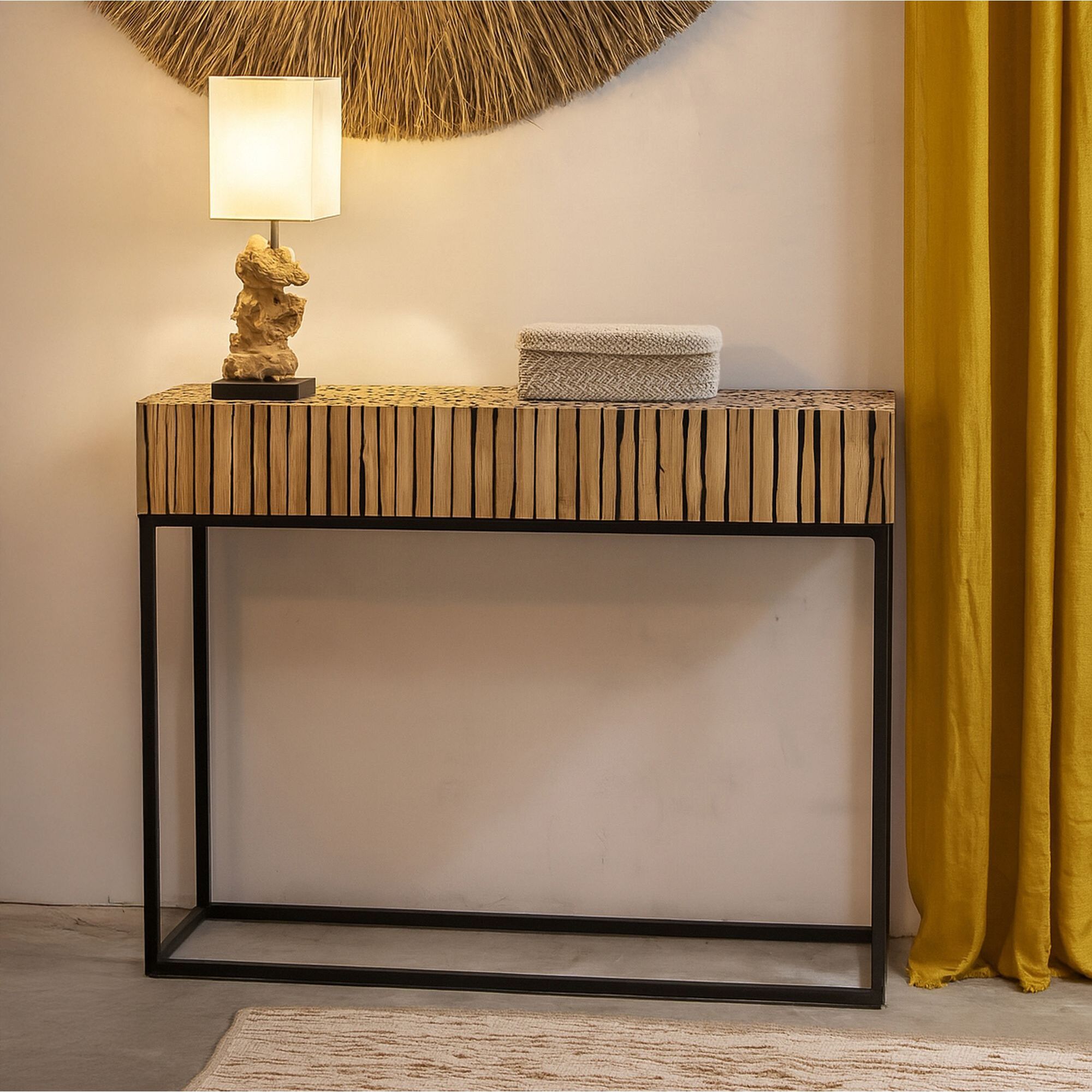 Console en métal et branche de teck TAHAA
