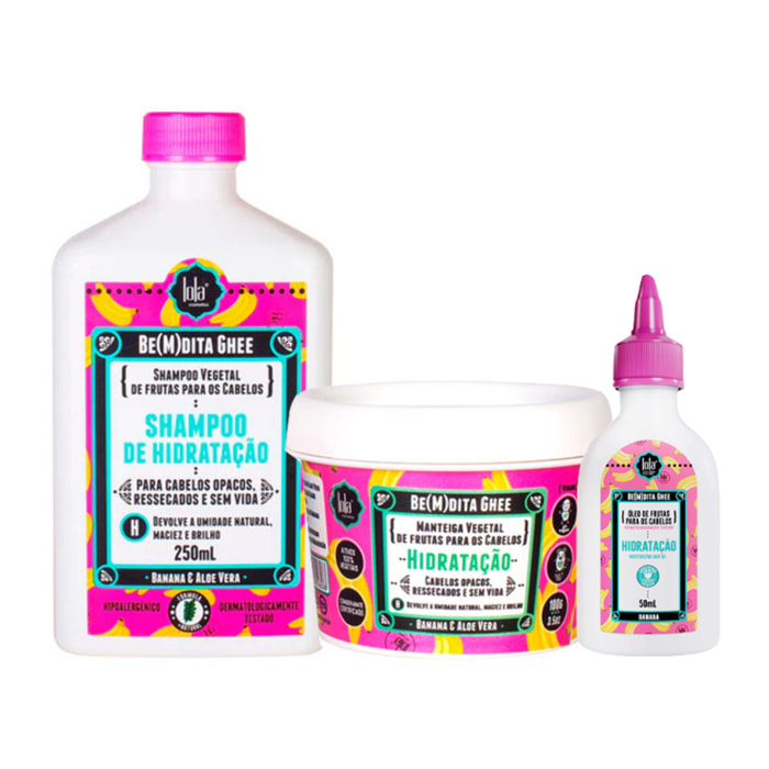 LOLA Kit Be(M)Dita Ghee Shampoo Banana & Aloe Vera 250ml + Mask 100ml + Oil 50ml