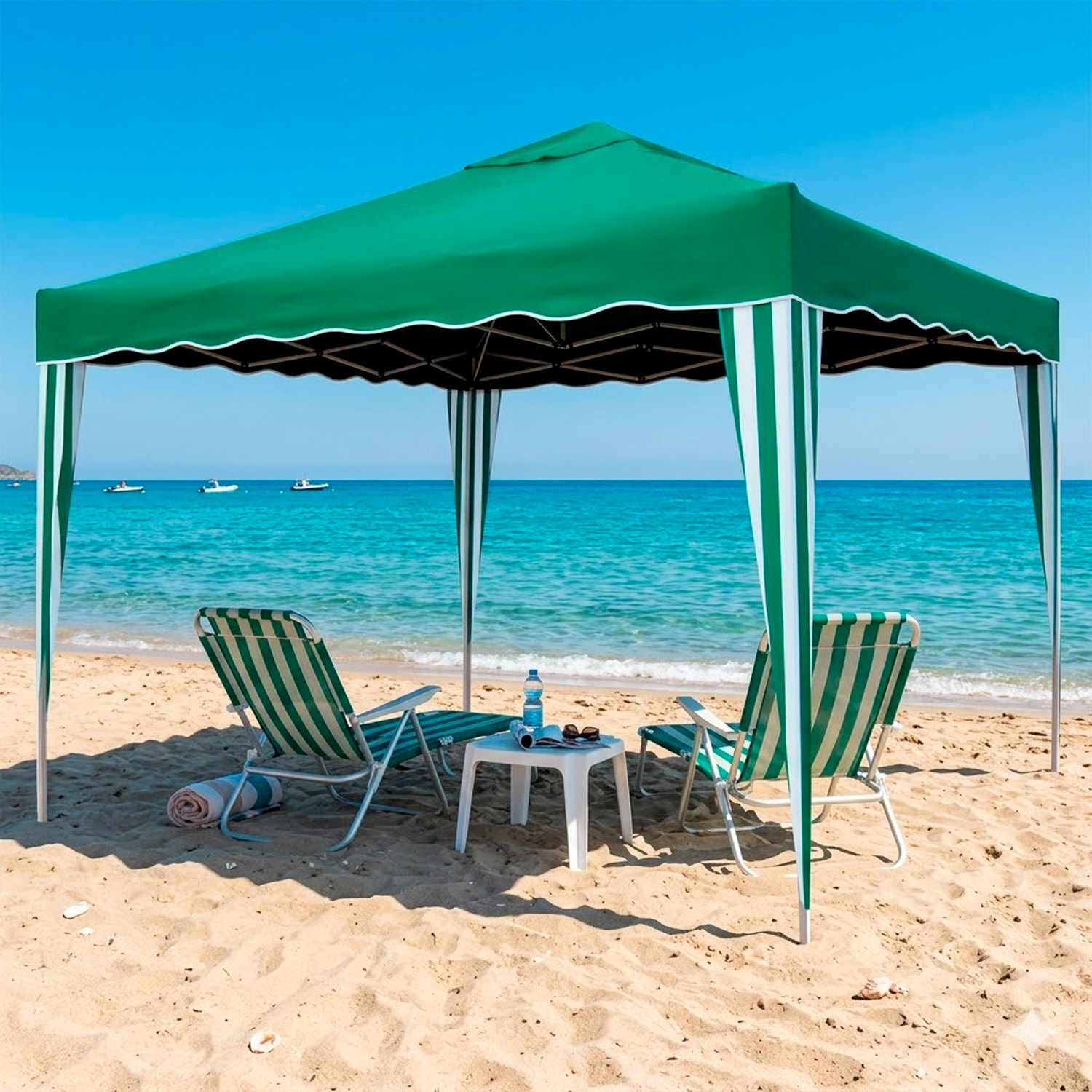 Gazebo Pieghevole 3x4 M in Acciaio con Telo Idrorepellente 160 g/m² Anti-UV Struttura Robusta Apertura Rapida a Fisarmonica Borsa e 4 Sacche Verde