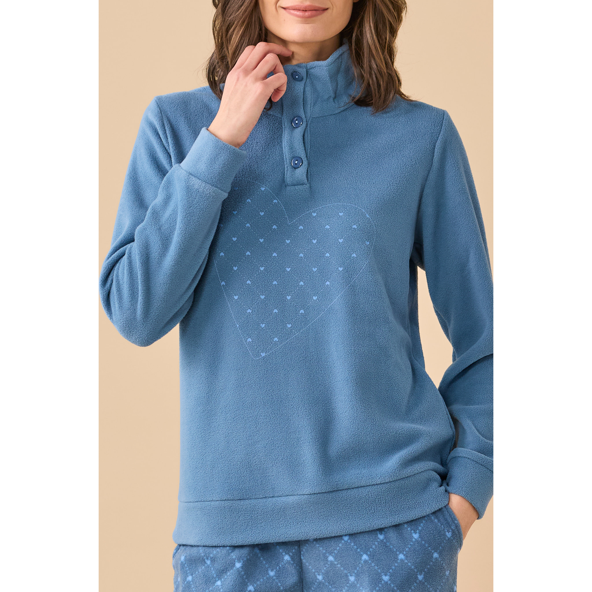 Pigiama donna invernale in micropile articolo cuore. Noidinotte