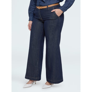 Fiorella Rubino - Jeans Wide Leg con cinturón extraíble - Azul