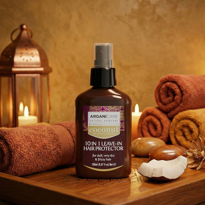 Huile de Coco - Spray Réparateur 10-en-1 sans-Rinçage - Cheveux Ternes, Très Secs & Frisés 150 ml
