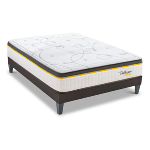 Ensemble Matelas Bellecour 3.0 & Sommier KIT15, Mémoire de Forme et Ressorts Ensachés, 30 cm, technologie Tri-Lattes, Soutien Ferme