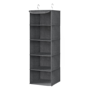 Organizer pensile grigio per armadio a 5 scomparti