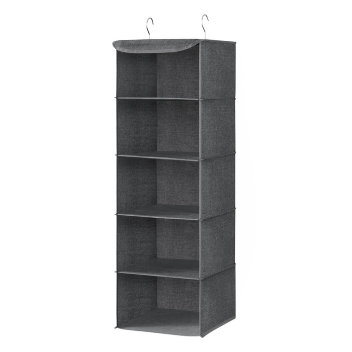 Organizer pensile grigio per armadio a 5 scomparti