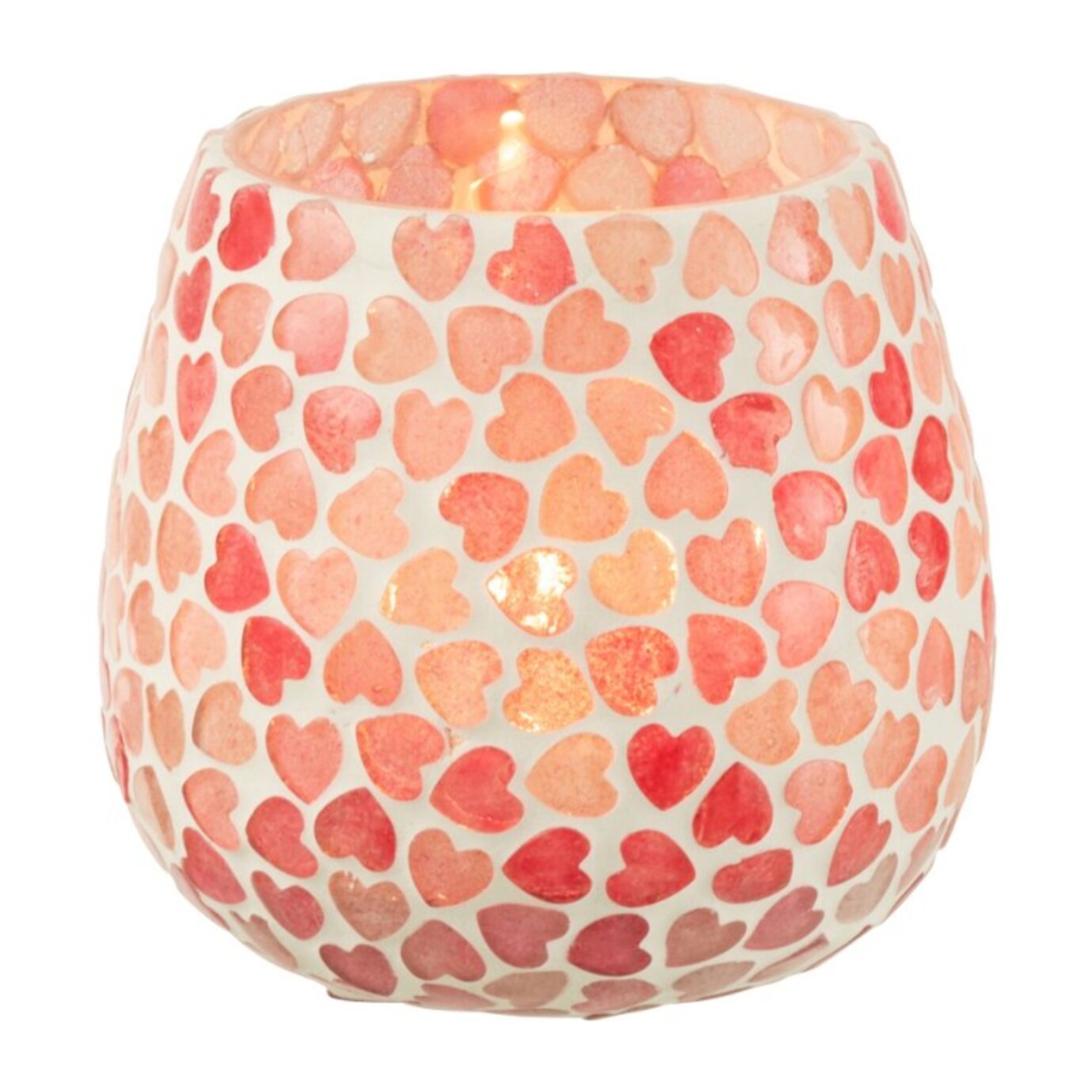 J-Line bougeoir Coeur Mosaïque - verre - rose - small