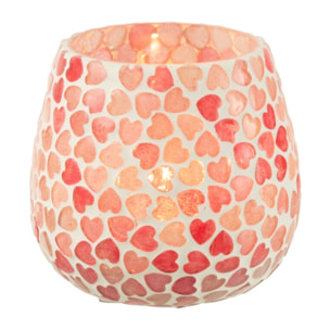 J-Line bougeoir Coeur Mosaïque - verre - rose - small