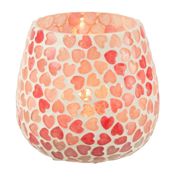 J-Line bougeoir Coeur Mosaïque - verre - rose - small