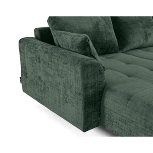 Rune - canapé panoramique d'angle droit 7 places en velours texturé - Vert