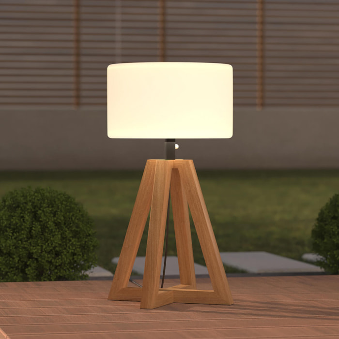 Lampes à poser d'extérieur "Matia" - bois d'acacia - marron caramel - H59 cm