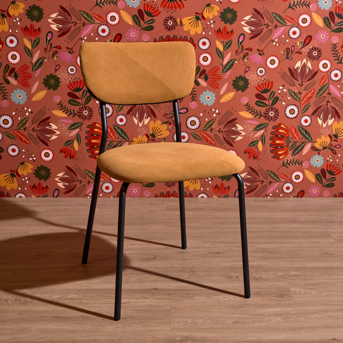 Lot de 4 Chaises - HOME DECO FACTORY - Jules - Côtelees - Jaunes