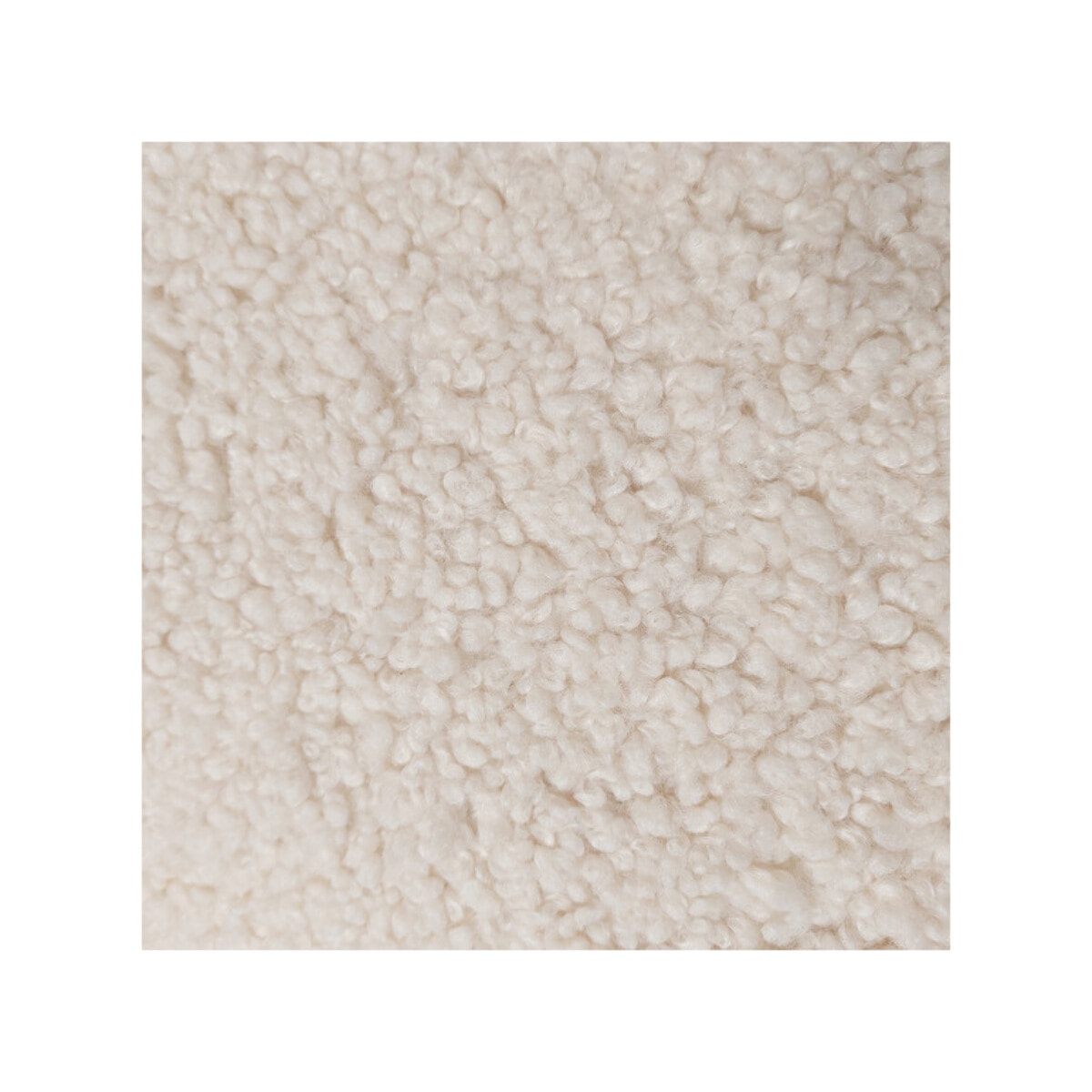 Pouf bouclette blanc en tissu imitation laine pieds en bois - BOUCLE