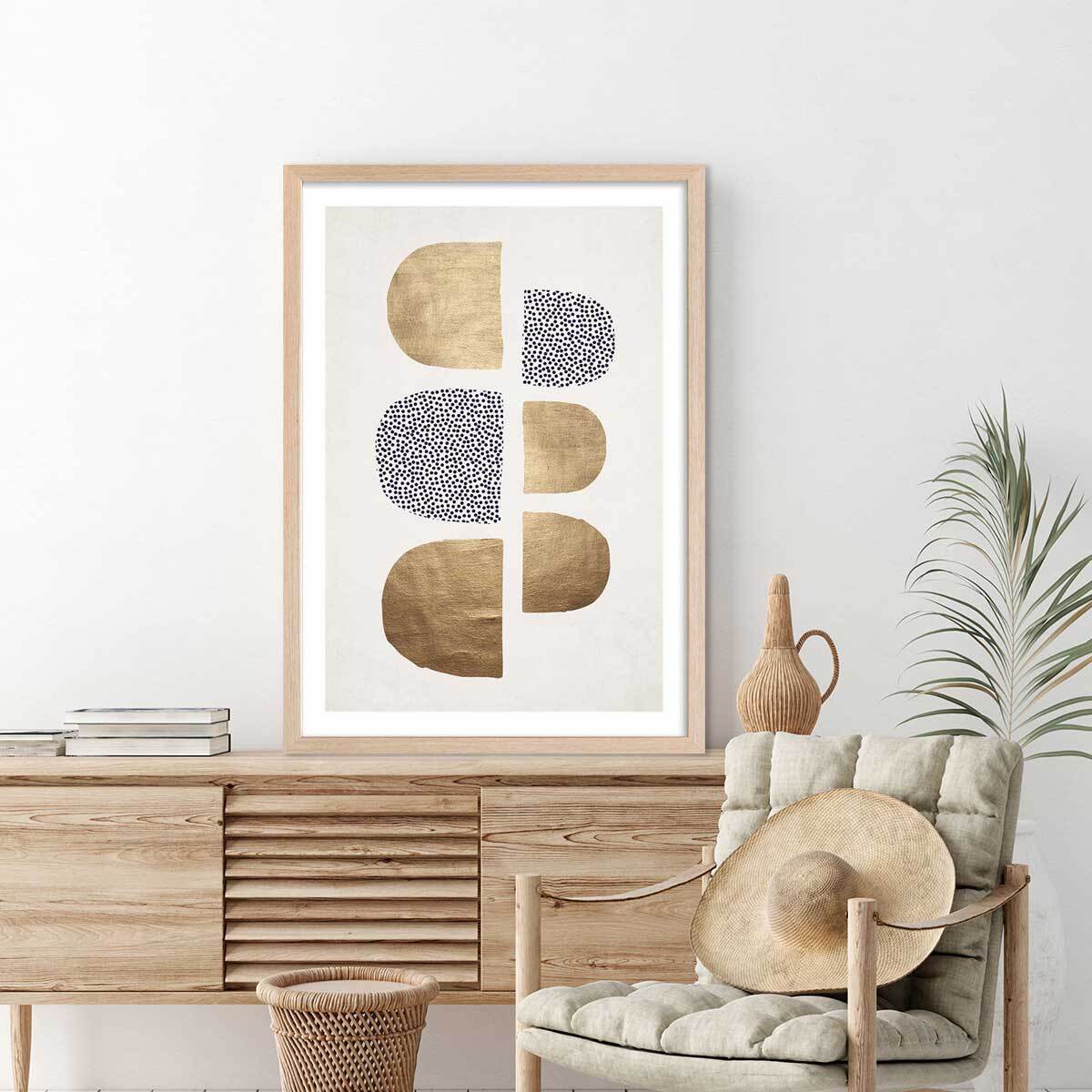 Affiche dessin ""Bauhaus Glitter"" Affiche + cadre en bois - Chêne