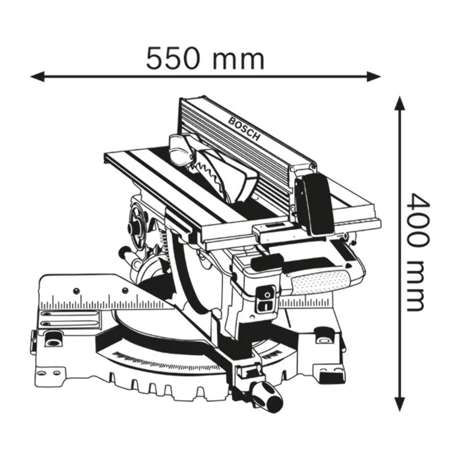 Scie à onglets à table supérieure GTM 12 JL 1800W 305MM - BOSCH - 0601B15001