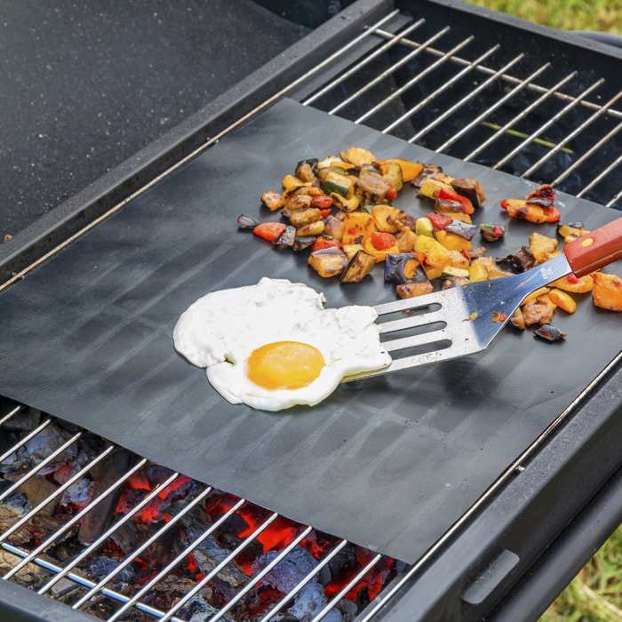 Set di 2 tappetini per forno e barbecue - nero - 40x33 cm