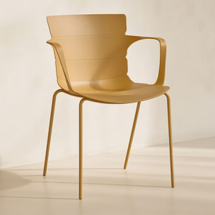 Lot de 4 fauteuils de table extérieur en polypropylène et métal ocre MONTAUK