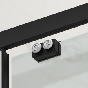 TEX BB ensemble porte coulissante/paroi 110x90cm anticalcaire avec profilés noir mat (SIKOTEXDBB110S90C)