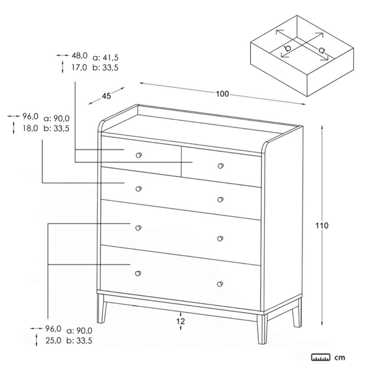 Commode Berna -panneau de mdf et laqué blanc-couleur laqué blanc mat 100 x 110 x 45 cm