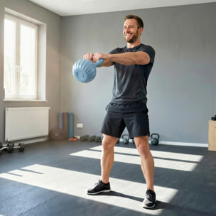 Kettlebell 14 Kg - prise ergonomique - entraînement musculaire & haltérophilie - PP bleu ciel