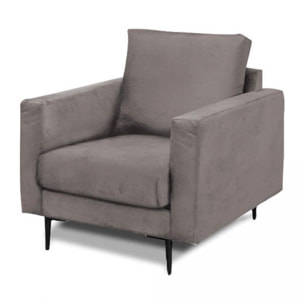 Fauteuil Caruso Velours Gris clair - 1 Place