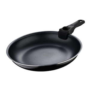 juego de 2 sartenes ø22cm y ø26cm + mango ergonómico extraíble en aluminio prensado