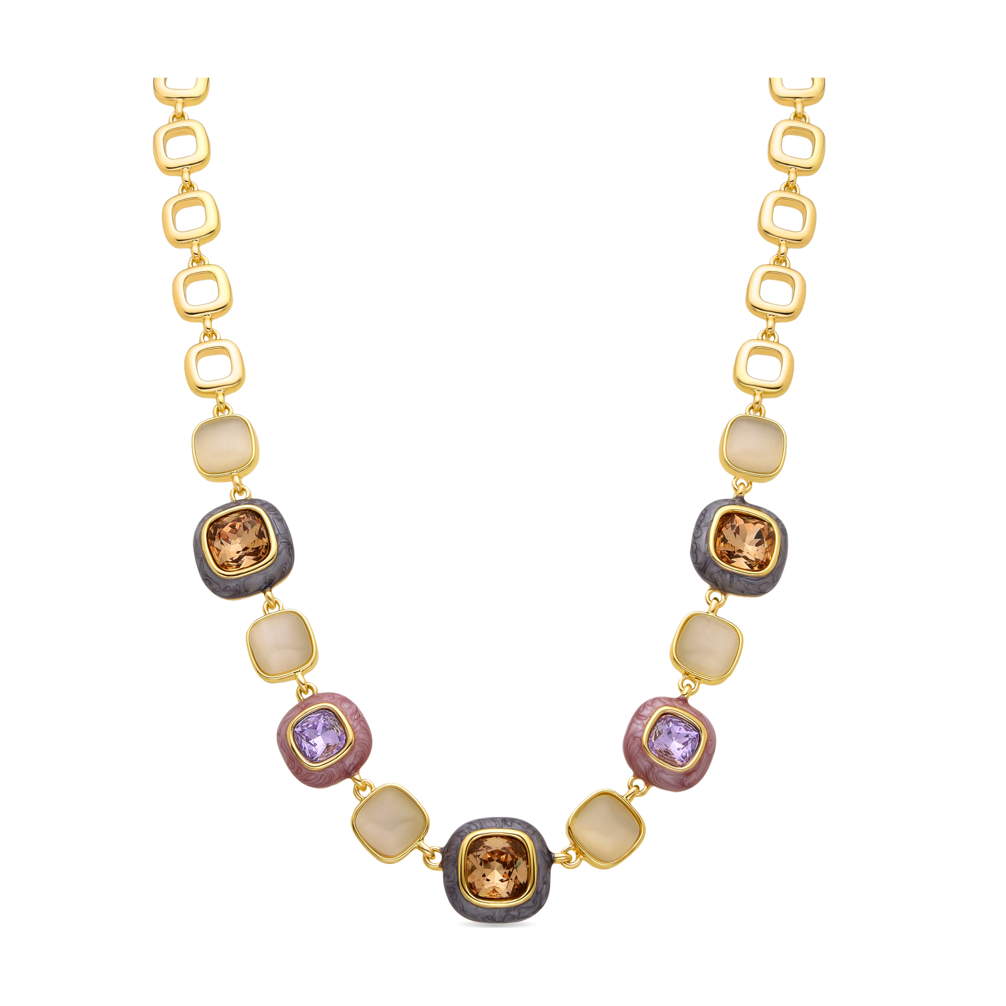 Collar de Circonita Multicolor acabado en oro amarillo de 18k