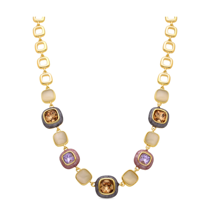 Collar de Circonita Multicolor acabado en oro amarillo de 18k