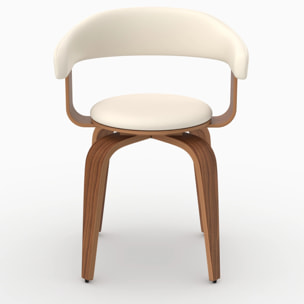 Chaise avec accoudoirs en cuir synthétique blanc - Harold