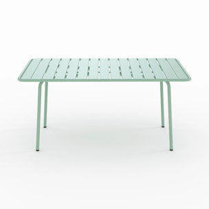Table de jardin en métal vert clair 6 personnes - Yumi