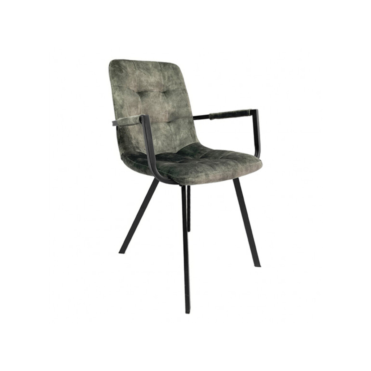 Fauteuil capitonné en velours avec accoudoirs - HERBY