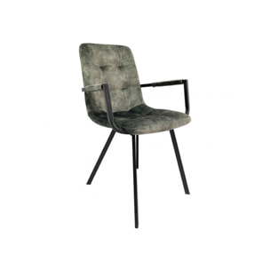 Fauteuil capitonné en velours avec accoudoirs - HERBY