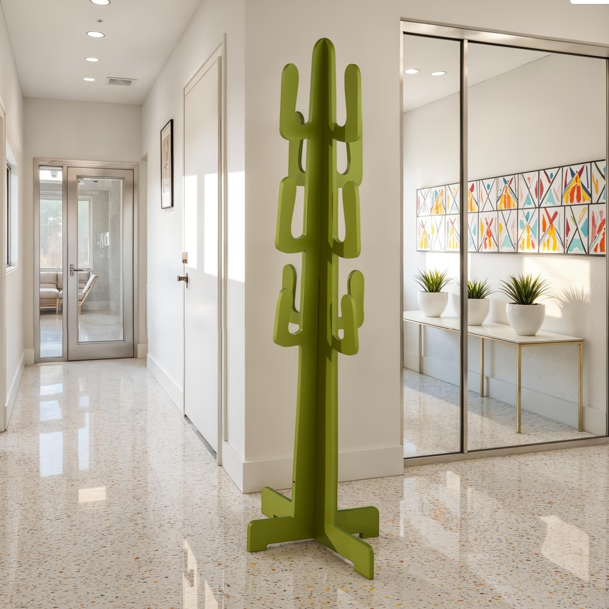 Porte-manteau Tomasucci MEXICO, en MDF, vert, 42 × 42 × 160 cm