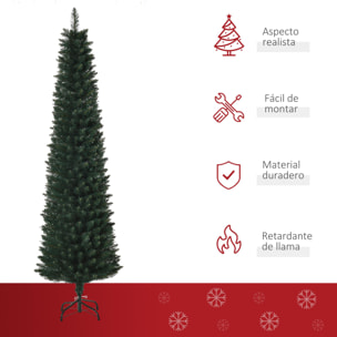 Árbol de Navidad Artificial Altura 180 cm Ignífugo con 380 Ramas Hojas de PVC Base Plegable y Soporte Metálico Decoración Navideña para Interiores Ø56x180 cm Verde