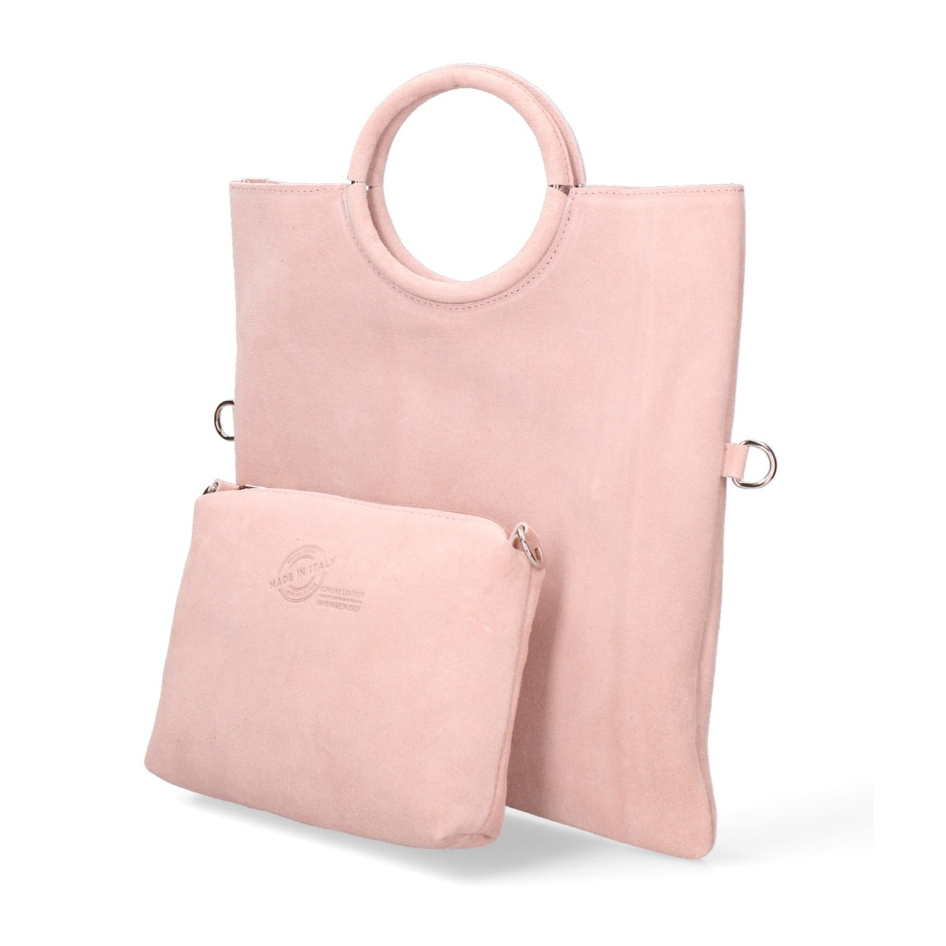 Borsa a mano da donna Made in Italy - Modello Zelia - Pelle scamosciata - 29.0 x 30.0 x 1.0 cm