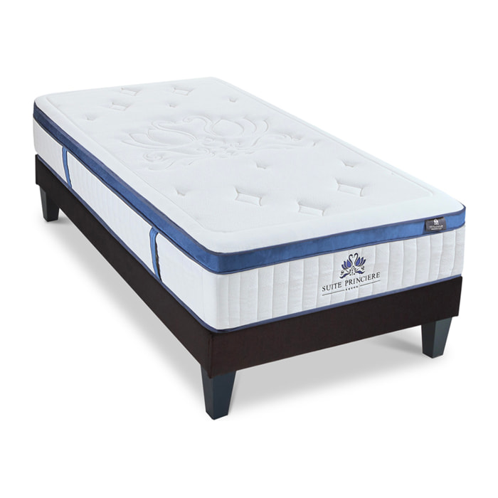 Ensemble Matelas Hybride Suite Princière & Sommier KIT15, 30 cm, Micro-Ressorts et Mémoire de Forme, Technologie tri-Lattes, Soutien Ferme