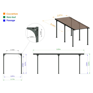 Carport camping car - Toit monopente - Hegoa 25