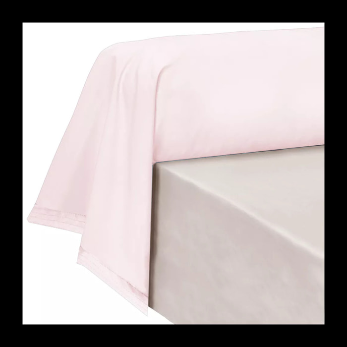 Taie de traversin percale de coton uni rose Olana petale