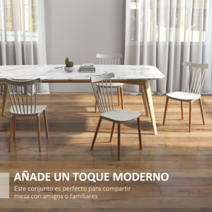 Juego de 4 Sillas de Comedor Estilo Nórdico Sillas de Cocina con Respaldo Alto Asiento de Polipropileno y Patas de Madera de Haya Carga 120 kg 48x52,5x83 cm Gris