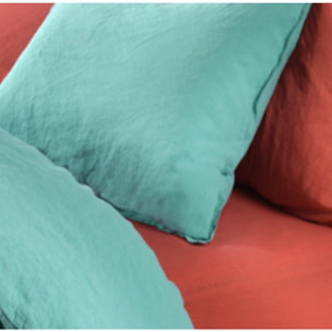 Drap Housse - Bonnet:30cm Lin Et Coton Lys Orange