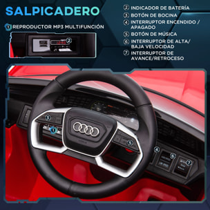 Coche Eléctrico para Niños de +3 Años Audi E-tron, Coche de Batería 12V con Mando a Distancia, Faros LED, Bocina, Música, USB, Apertura de Puerta y Velocidad 3-5 km/h, Rojo