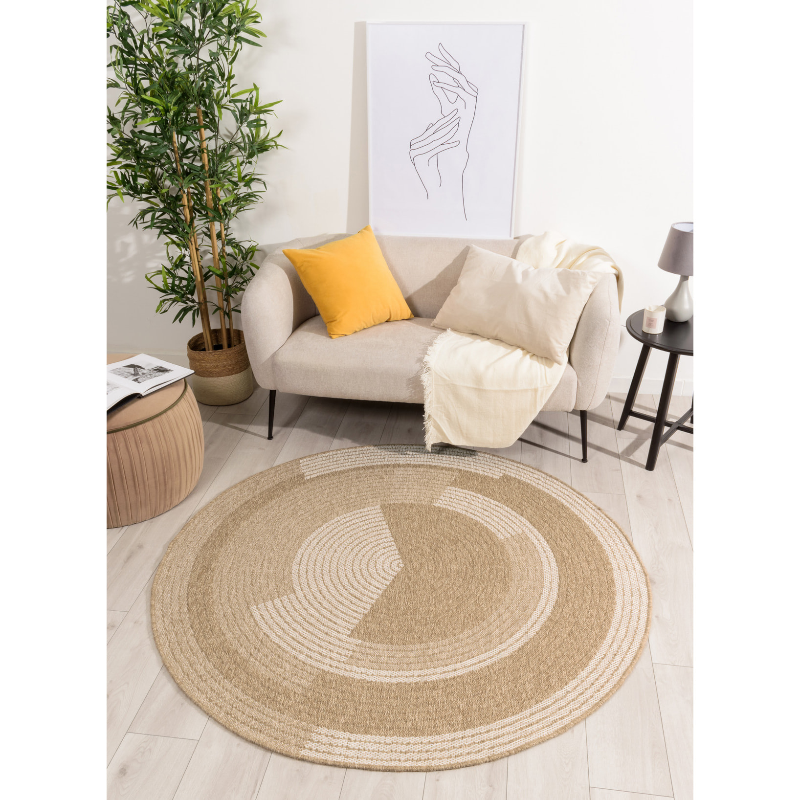 Nature - tapis effet jute blanc