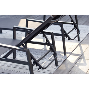 Lot de 2 transats et une table d'appoint gris SITGES