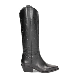 Botas texanas negras de cuero